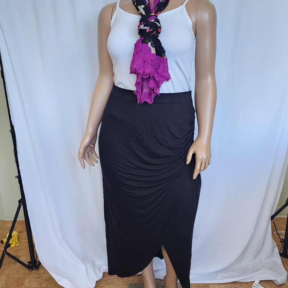 Faux wrap maxi skirt